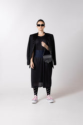 VESTIDO MALLA NEGRO CORTE TIPO CONCHO