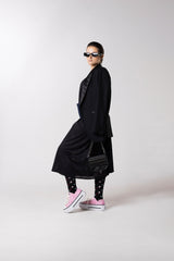 VESTIDO MALLA NEGRO CORTE TIPO CONCHO