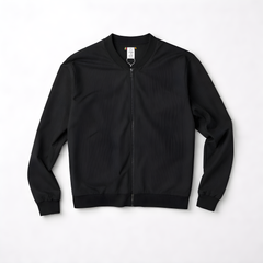BOMBER JACKET EN PAÑO RAYA TIZA