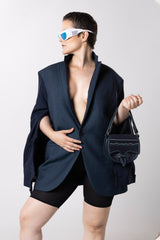 MINI CARRIEL AZUL NOCHE CON CUERO AZUL.