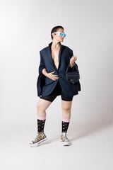 MINI CARRIEL AZUL NOCHE CON CUERO AZUL.