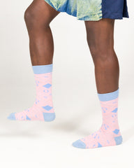 MEDIAS GEOMETRICAS Rosadas con Azul BEBE