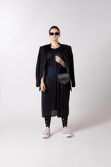 VESTIDO MALLA NEGRO CORTE TIPO CONCHO